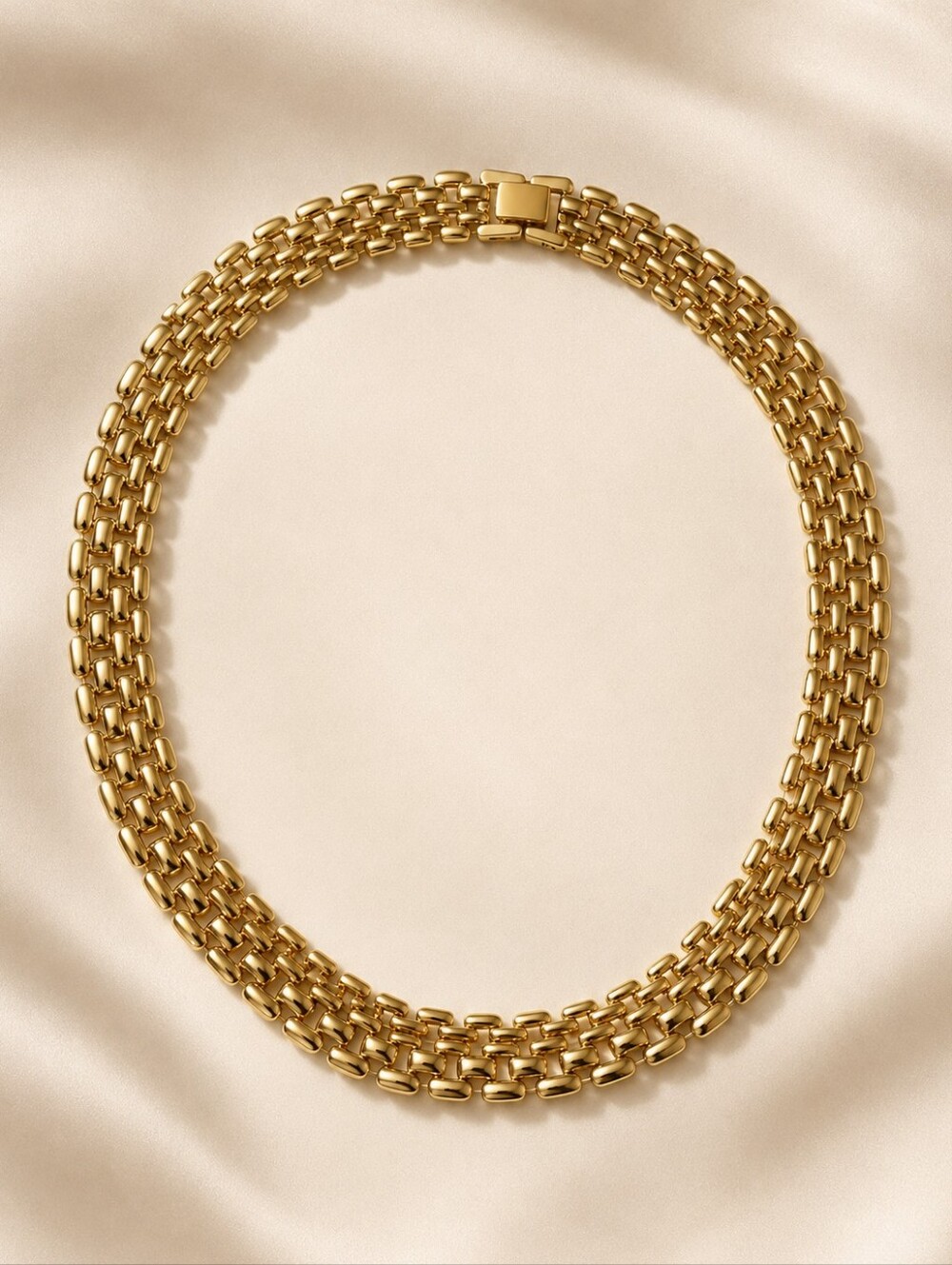 KOREA BRICK LAYER GOLD TONE NECKLACE